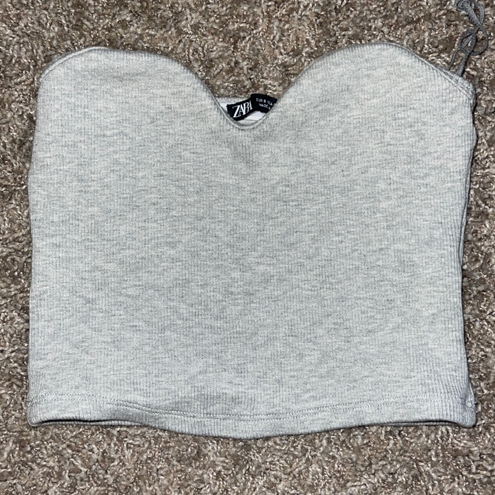 ZARA - grey knit bustier tube top